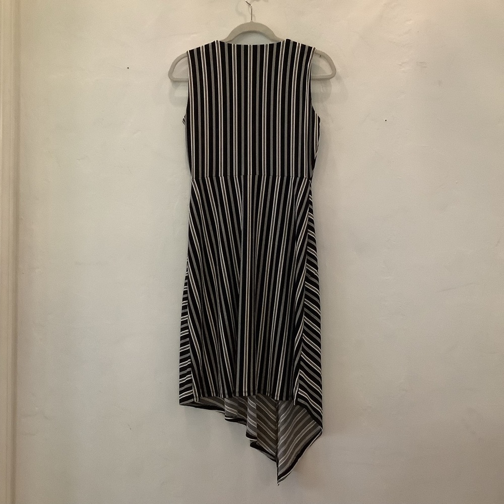 Banana republic asymmetrical dress dark navy and white stripe - Picture 2 of 7